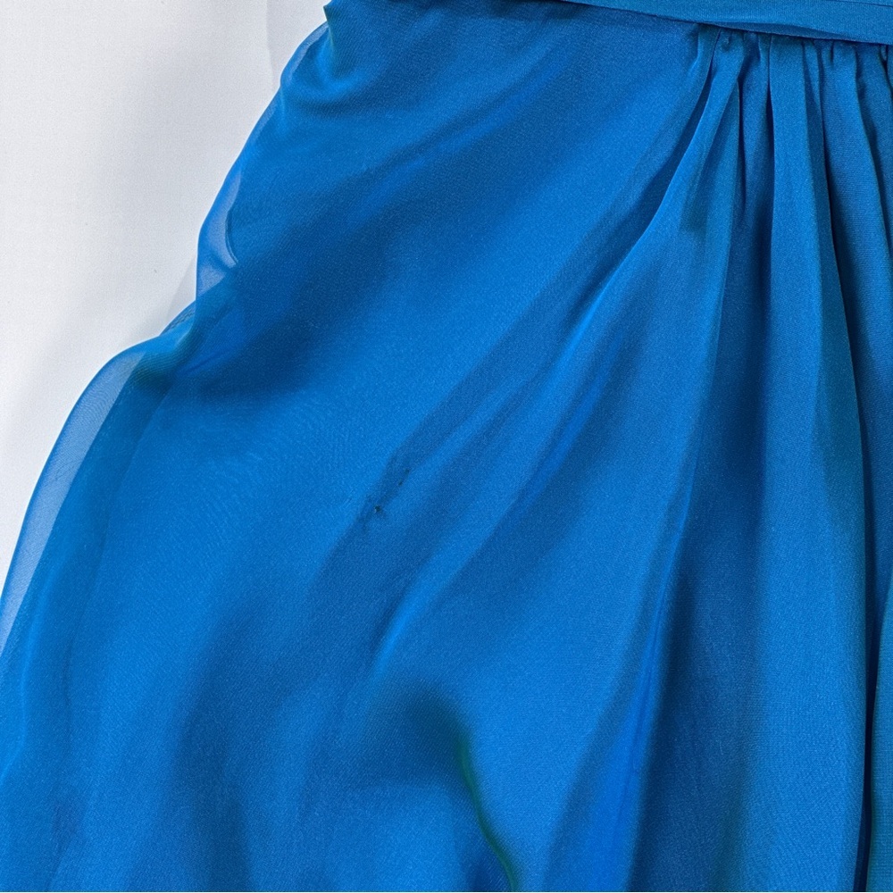 La Femme Blue Beaded Chiffon Strapless Prom Dress Womens 2 Formal Evening - Picture 8 of 12